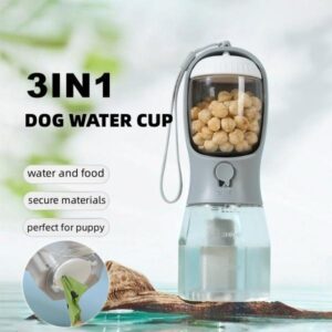 Copo para água, ração e lixo para cães - 3 em 1 - Portátil, pequeno e multifuncional - Artigos para animais de estimação