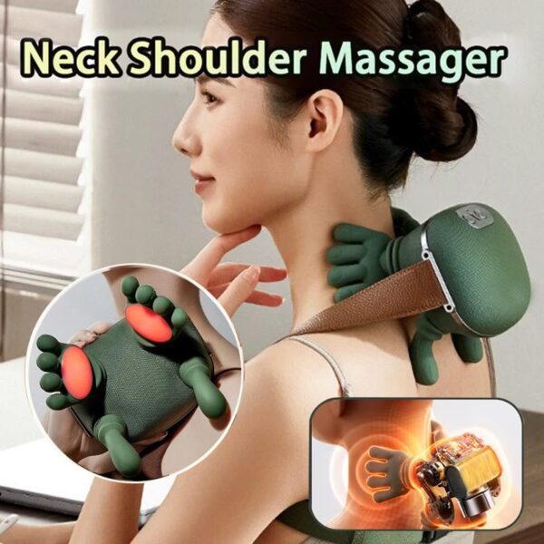 Massageador elétrico sem fio para músculos do pescoço e ombros, com função de amassamento, para ombros e costas. Ideal para relaxar e aliviar dores
