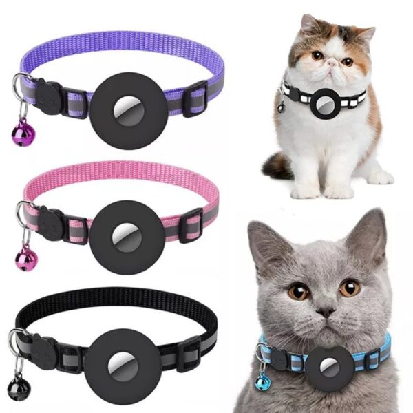 Coleira refletora à prova d'água com estojo para Airtag, capa protetora para Airtags de gatos, cães e filhotes. Coleira de nylon para gatos e filhotes