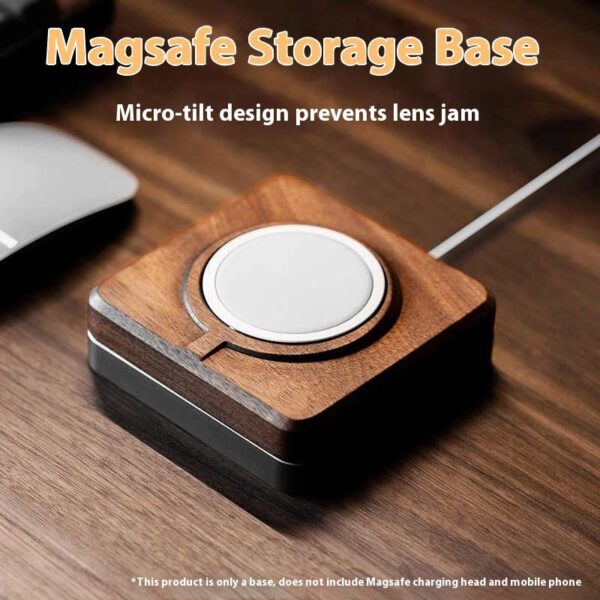 Base de madeira para carregamento sem fio Magsafe
