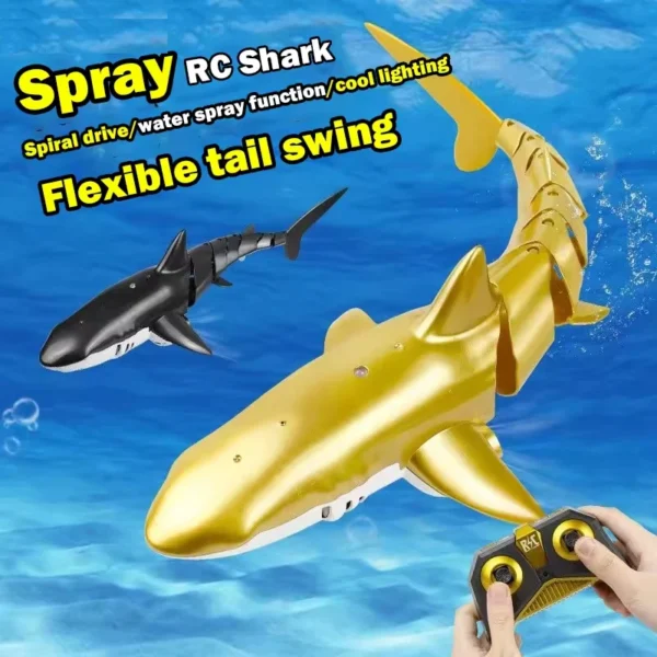 Inteligente rc tubarão baleia spray água brinquedo engraçado barco de controle remoto robôs submarinos peixes brinquedos elétricos para meninos crianças