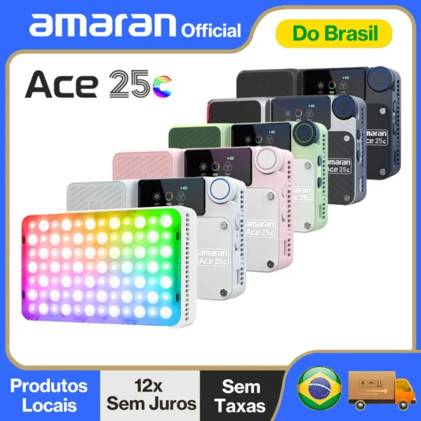 Ace 25c Pocket RGBWW LED Light Full-Color Mini Vídeo Light 2300K-10000K 4500mAh Bateria com PD Carregamento Rápido para TikTok