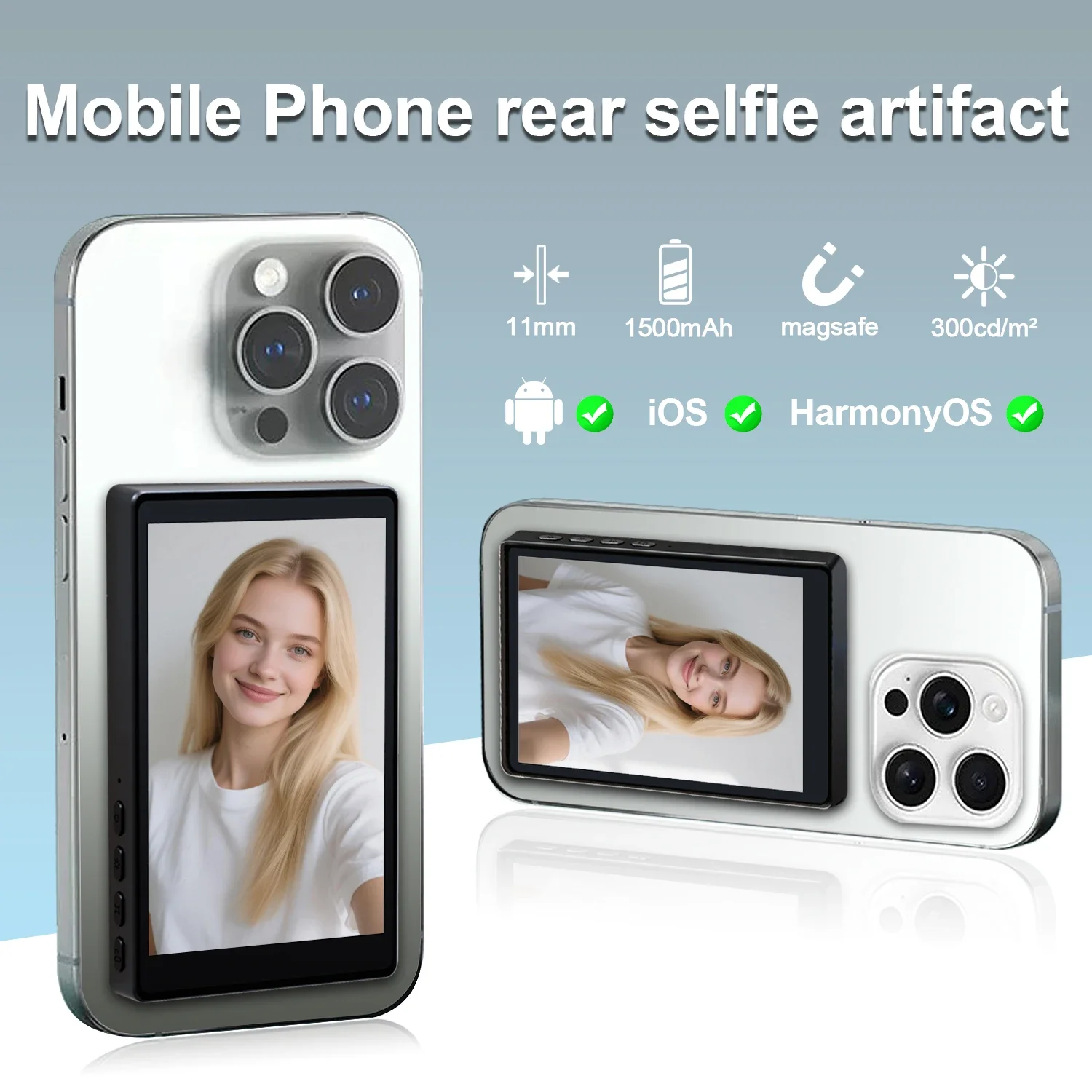 Monitor Sem Fio para Câmera Traseira para filmar melhor, Tela Magnética para Smartphone, Ferramenta de Selfie para Gravação de Vídeo ao Vivo e Vlog ao Ar Livre - Imagem 2