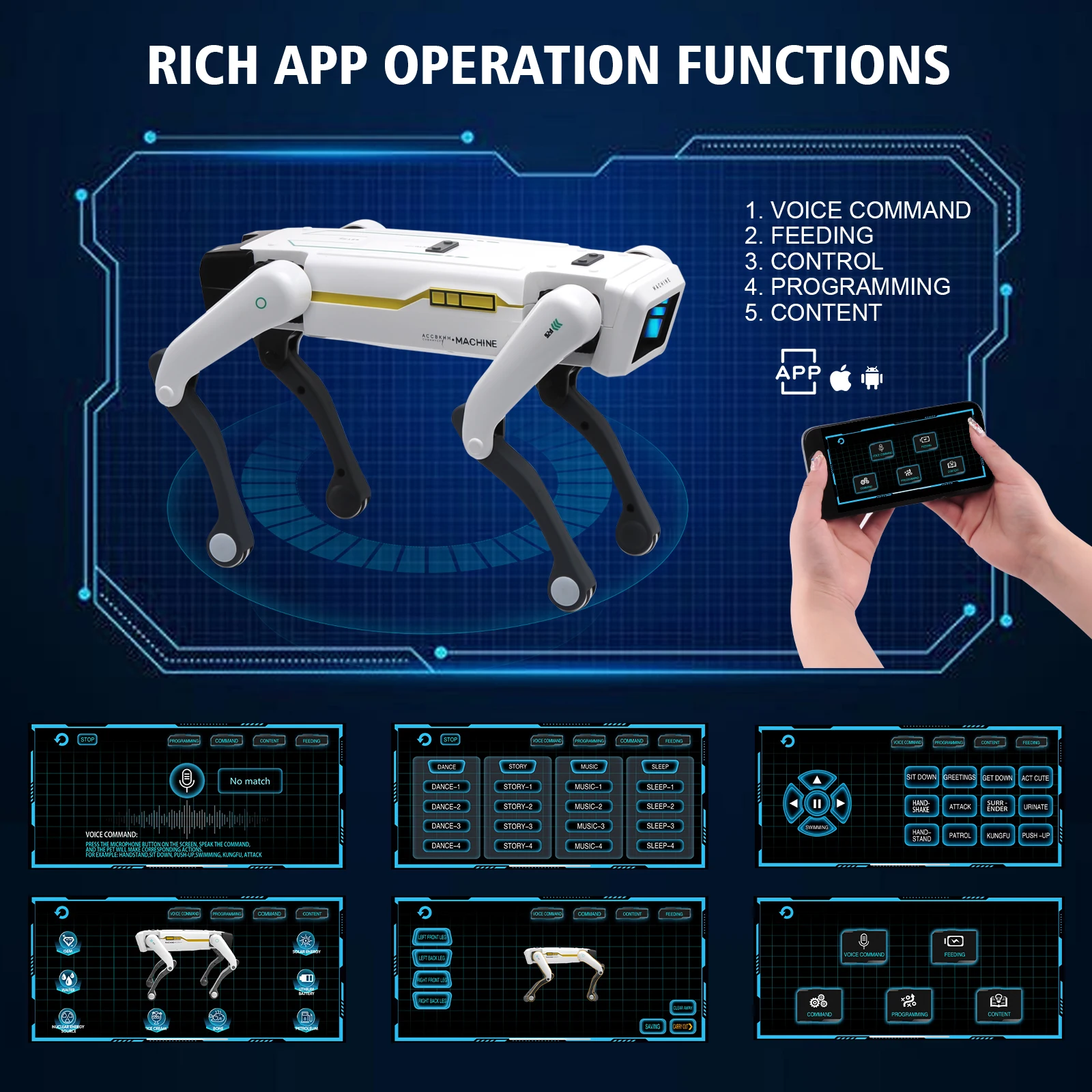 Robô cão voz diálogo app programação de controle remoto canta e dança otimo brinquedo para crianças brinquedos - Imagem 4