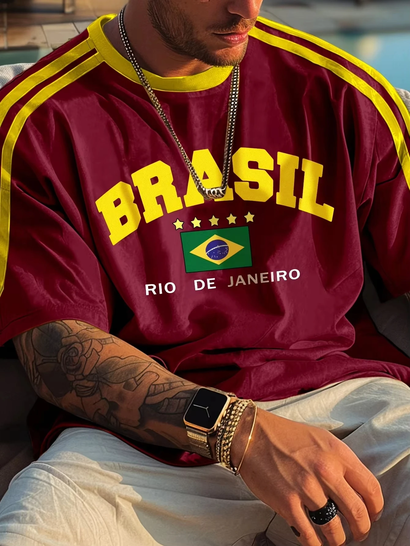 Camiseta Masculina 3D com Estampa da Bandeira Brasileira, Novo Estilo de Verão, Ideal para Treinamento ao Ar Livre, Camisa de Futebol, Versão Respirável e de Secagem Rápida - Imagem 4