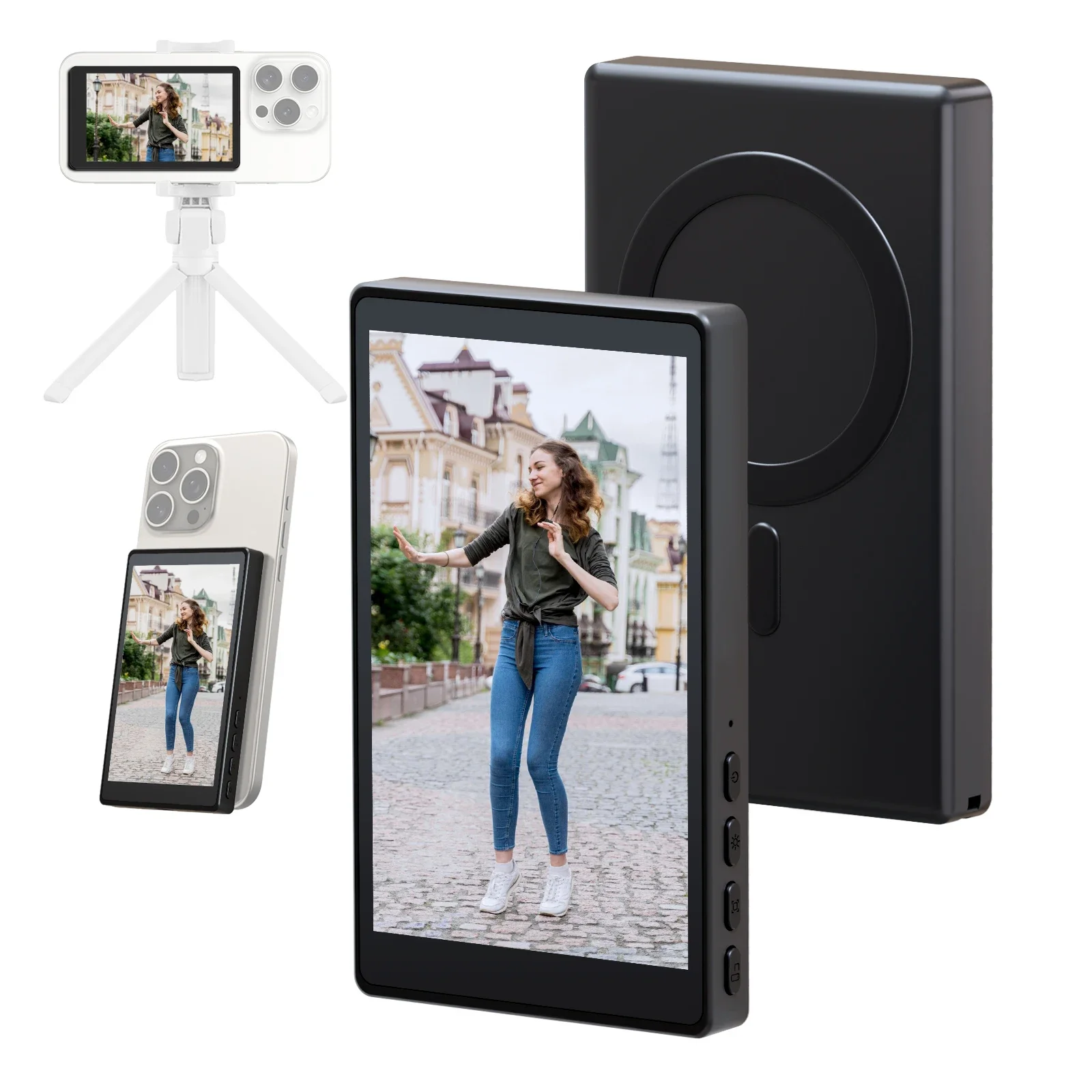 Monitor Sem Fio para Câmera Traseira para filmar melhor, Tela Magnética para Smartphone, Ferramenta de Selfie para Gravação de Vídeo ao Vivo e Vlog ao Ar Livre