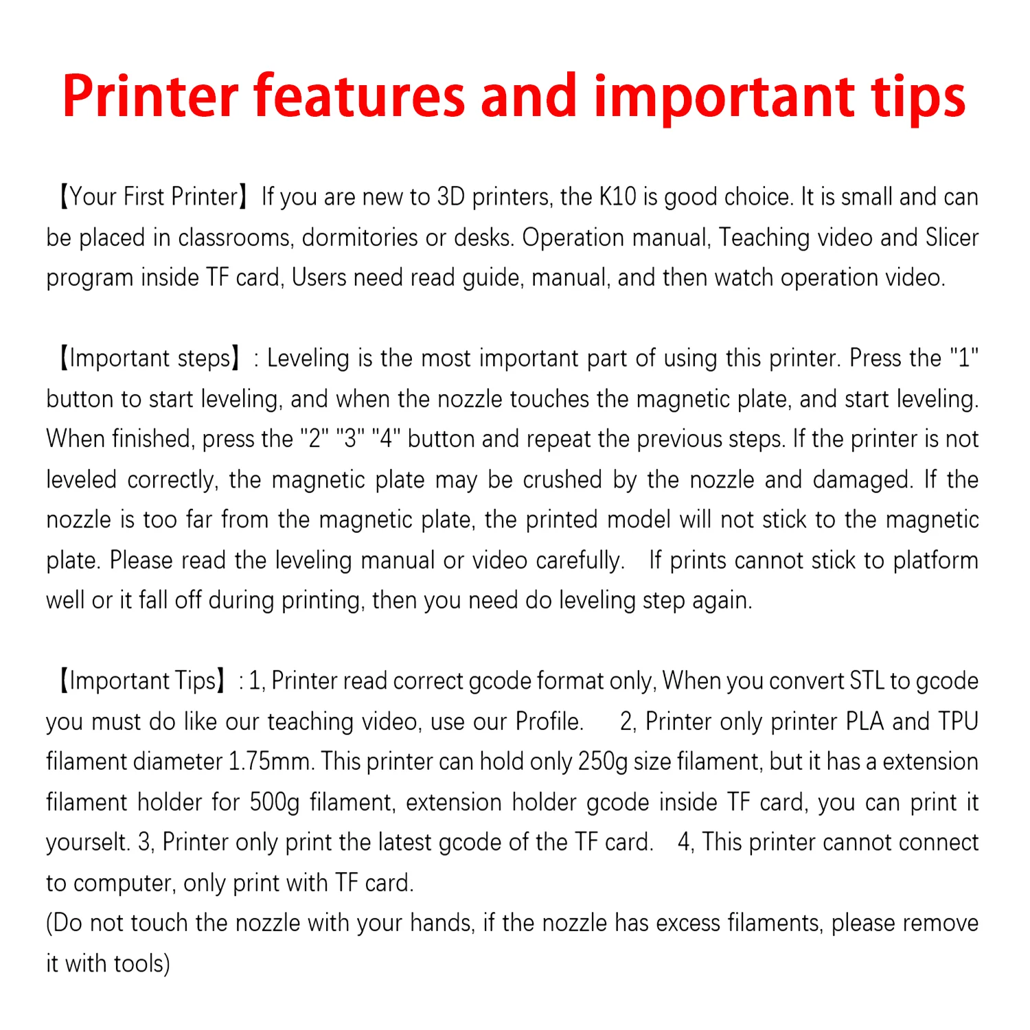 Impressora 3D, EasyThreed compatível com filamento PLA TPU de 1,75 mm inclui adaptador de alimentação. - Imagem 6