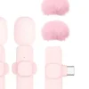 Mini microfone sem fio rosa; Lavalier portátil para gravação de lives ao vivo de telefone, PC e câmera.
