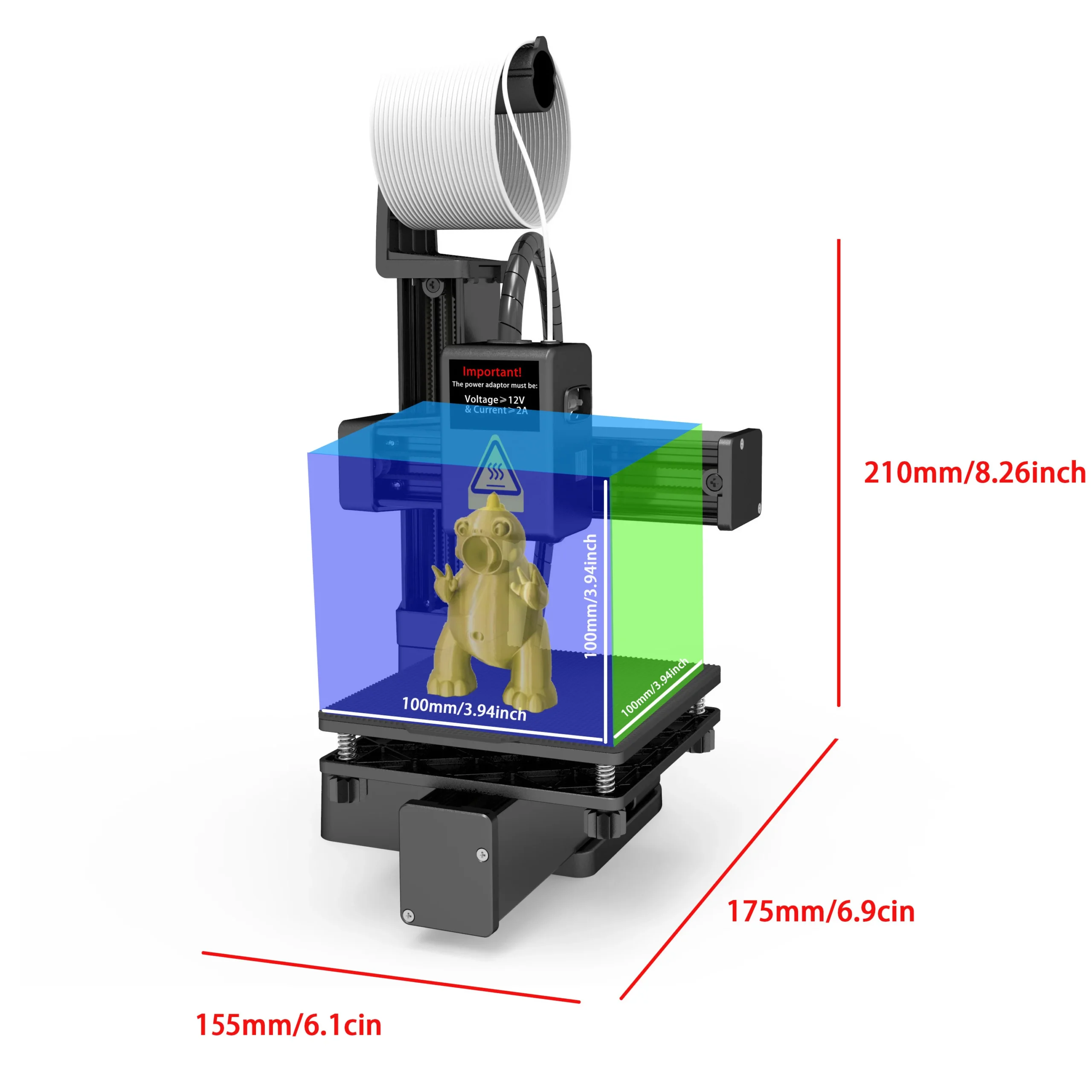 Impressora 3D, EasyThreed compatível com filamento PLA TPU de 1,75 mm inclui adaptador de alimentação. - Imagem 2