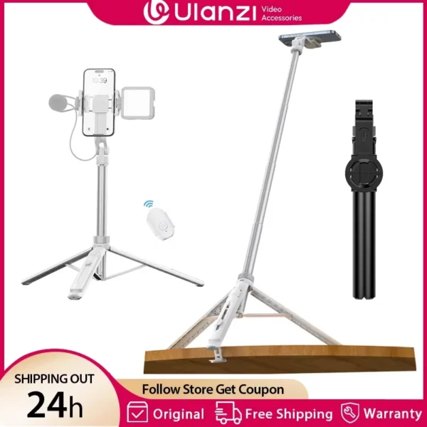 Tripé de telefone com braçadeira magnética Tripé de extensão remota sem fio para LiveStreaming Vlog