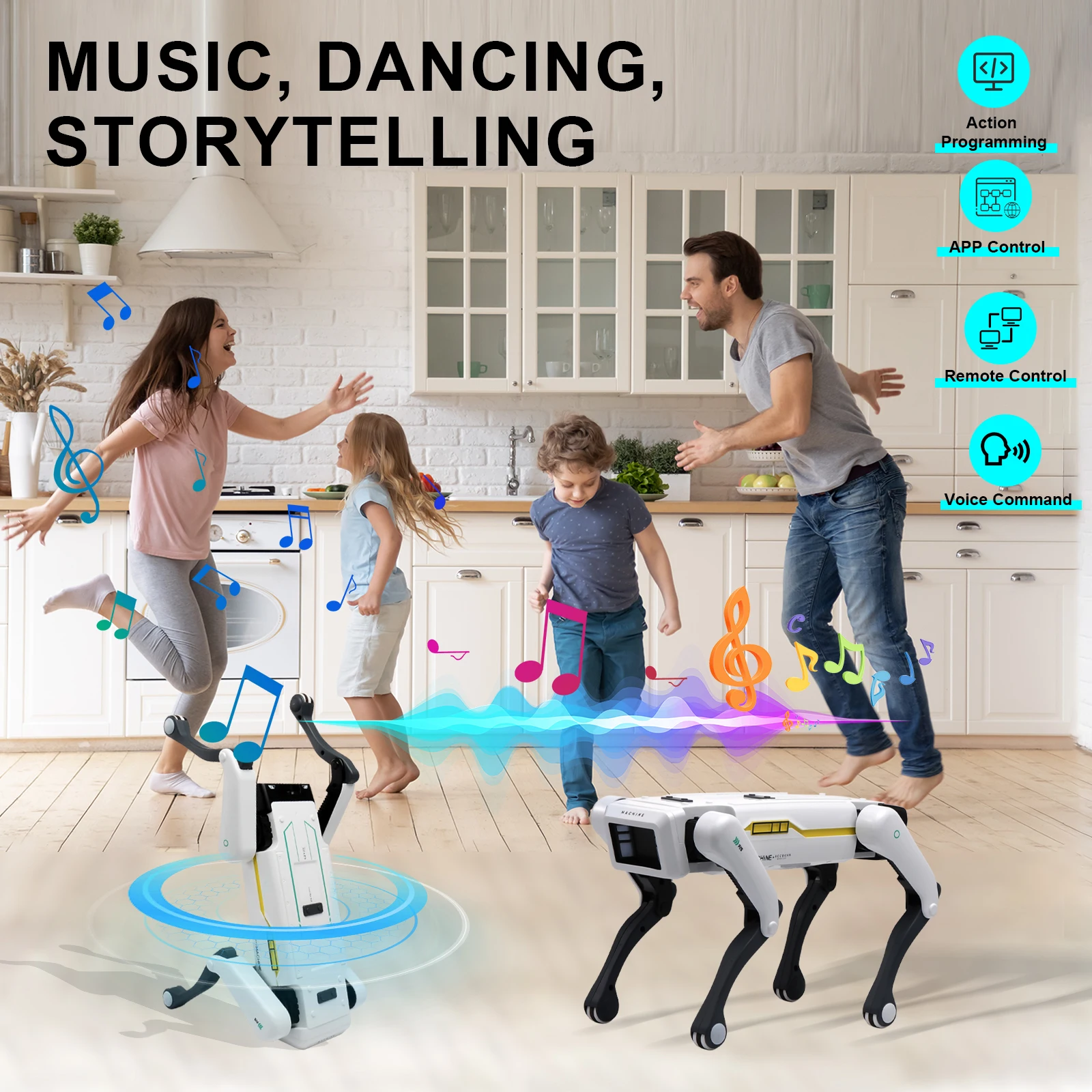 Robô cão voz diálogo app programação de controle remoto canta e dança otimo brinquedo para crianças brinquedos - Imagem 5