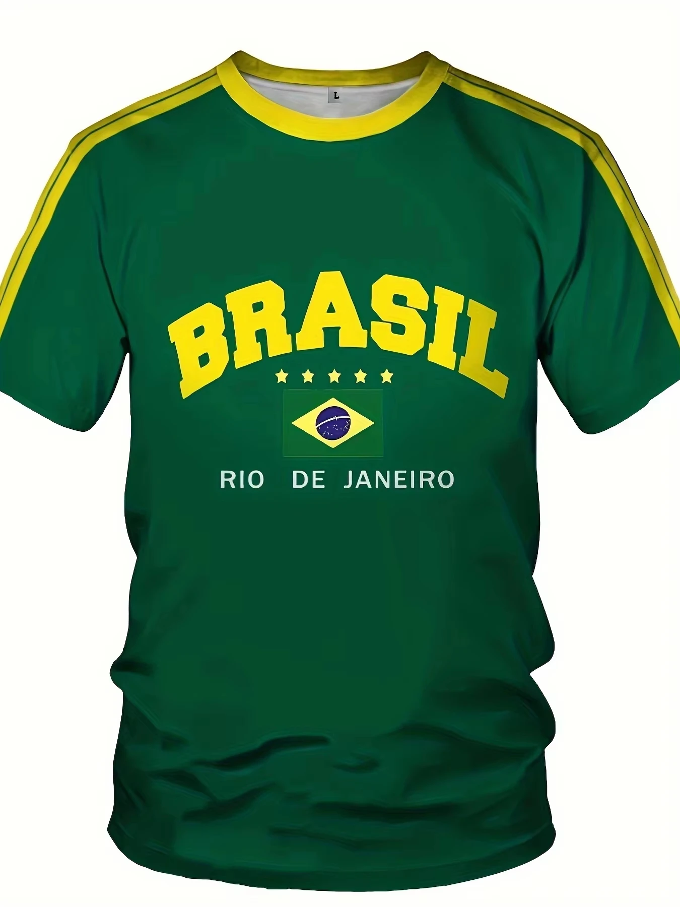 Camiseta Masculina 3D com Estampa da Bandeira Brasileira, Novo Estilo de Verão, Ideal para Treinamento ao Ar Livre, Camisa de Futebol, Versão Respirável e de Secagem Rápida - Imagem 6