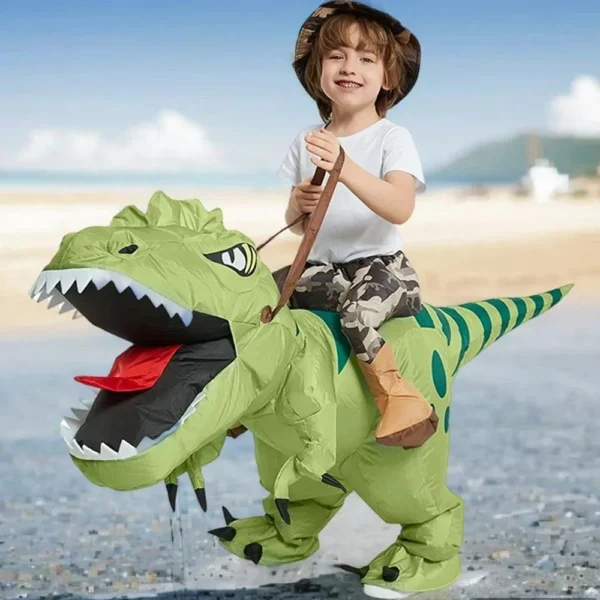 Fantasia dinossauro inflável para adultos e crianças, Velociraptor, Festa de Carnaval de Halloween, Desenhos Animados Divertidos, Role Playing