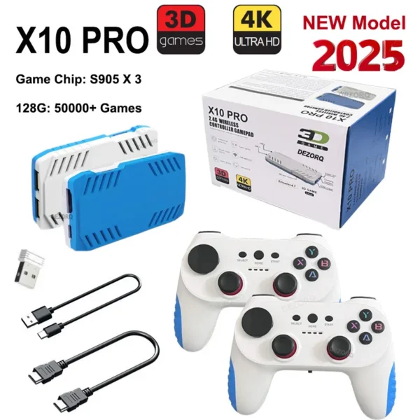 128G X10 PRO GameStick 4K HD TV Console de videogame Jogos 3D 40 + simuladores S905 x 3 Jogos retrô Controlador duplo 2.4G
