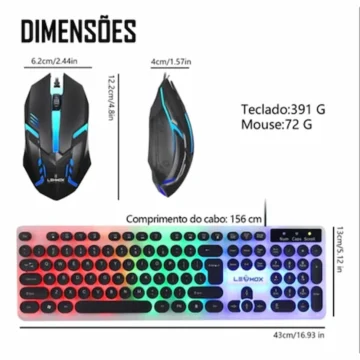 KIT Teclado e Mouse GAMER Profissional Membrana Com Fio USB LEHMOX LEY-2075