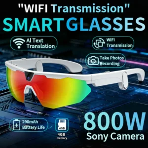 Óculos Inteligentes LIGE para Homens com Câmera de 800W, Assistente de Voz, Tradução em Tempo Real, Gravação de Vídeo e Memória de 4GB