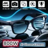 Óculos Inteligentes 4K Super HD AI para Homens com Câmera de 800W Pixels, Chamada Bluetooth, Transmissão WIFI de 4GB e Assistente de Voz