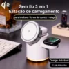 Novo Carregador Sem Fio Qi2 2025 Estação de Carregamento Rápido 3 em 1 Suporte Dobrável para iPhone16 15 14 ProMax Airpods Apple Watch