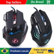 Mouse gamer com fio, mouse ergonômico com luz de fundo, silencioso, com iluminação LED, USB, para PC desktop