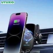 Uyuxio carregador de carro sem fio saída de ar suporte de telefone de carregamento rápido no carro para iphone 16 pro max 15 14 12 13 telefones samsung android