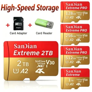 Cartão de Memória Classe 10 UHS-1 de Alta Velocidade 128GB 256GB 512GB Original Micro TF SD à Prova d'Água para PC, Laptop, Telefone, Tablet, Câmera