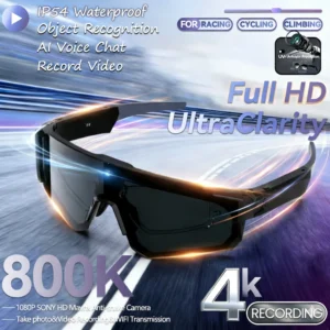 Óculos Inteligentes Esportivos HD 4K 800W com Câmera de 32GB para Homens, Antivibração, Gravação de Fotos e Vídeos, Chamada Bluetooth, Captura de Ação, Óculos para Ciclismo