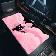 Preto gato nuvens entrega rápida teclado almofada bloqueio-borda estendido mousepad kawaii rosa roxo escritório desktop almofada de proteção xxl tapete
