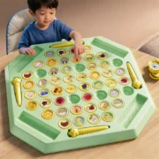 Jogo de Memória Infantil: Tabuleiro de Xadrez com 54 Cartas de Animais e Frutas, Brinquedo Educacional de Raciocínio Lógico para 2-4 Jogadores