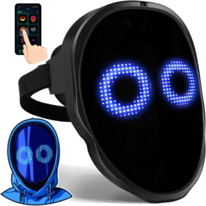 Máscara Led com Controle de Aplicativo Bluetooth Rosto Programável Transformando Iluminar Máscara Led de Halloween