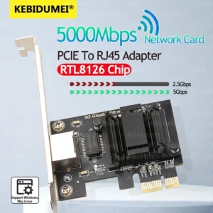 5g pci-e para rj45 placa de rede gigabit ethernet portas duplas 100/1000/2500/5000m pci express wlan adaptador para desktop windows 10/11