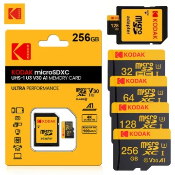 Cartão Micro SD KODAK 100% Original 16GB 32GB 64GB 128GB 256GB Cartão de Memória Microsd Classe 10 SDXC U3 4K para Drone e Telefone