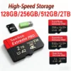 Cartões de Memória SD à Prova d'Água Classe 10 U3 V30 com Adaptador USB 128GB 512GB Cartão Micro TF/SD de Alta Velocidade para Telefone, Laptop e Câmera