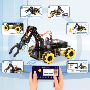 Acebott esp32 4 dof robô braço kit de aprendizagem wifi componentes eletrônicos carro inteligente haste vapor educação robótica para arduino