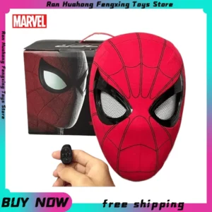 Máscara cosplay olhos com movimento máscara eletrônica homem aranha 1:1 controle remoto brinquedos elásticos adultos crianças presente