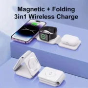 Carregador Sem Fio Dobrável 3 em 1 de Carregamento Rápido para Mesa, Compatível com iPhone 17 16 15 14 13 Pro Max, iWatch 10 9 8 7 6 e AirPods Pro 2