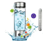 Garrafa de Água Hidrogenada Inteligente com Conjunto de Bastões Alcalinos, Ionizador Portátil SPE PEM com Filtro, Purificador Mineral de Aço Inoxidável para Casa e Escritório