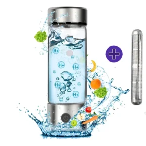 Garrafa de Água Hidrogenada Inteligente com Conjunto de Bastões Alcalinos, Ionizador Portátil SPE PEM com Filtro, Purificador Mineral de Aço Inoxidável para Casa e Escritório