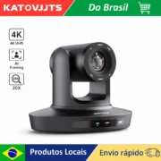 Câmera PTZ KATOVJJTS 4K com Zoom Óptico 20X, HDMI, USB3.0, POE, para Transmissão ao Vivo em Igrejas e Reuniões, com Enquadramento por IA