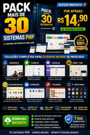 Pack com Mais de 30 Sistemas PHP Prontos para Uso