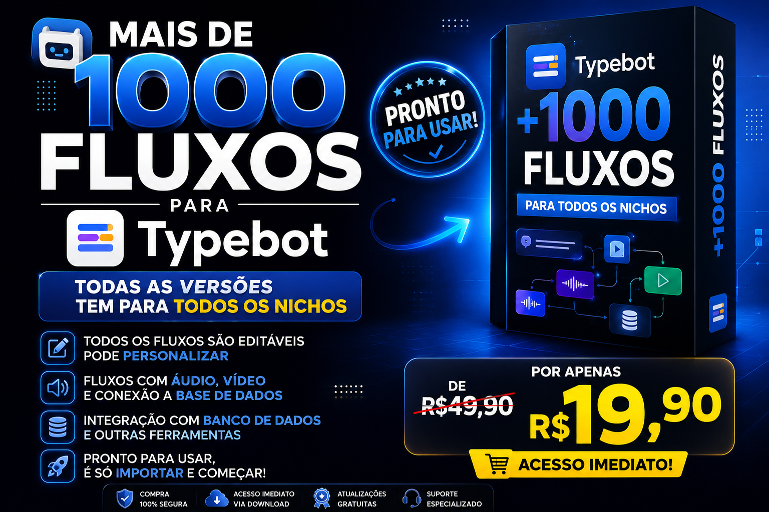 Pack Super Premium + De 1100 Fluxos Typebot + Desbloqueio do Typebot - Imagem 2
